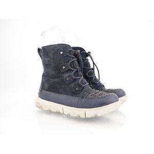 Sorel Kids' Explorer Waterproof Lace-Up Boot Blue Tall Winter Size 3 Leather